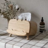 Универсальные салфетки, держатель для телефона, настольный туалетный столик из натурального дерева, бегемот