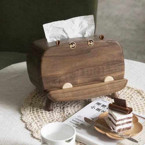 Универсальные салфетки, держатель для телефона, настольный туалетный столик из натурального дерева, бегемот