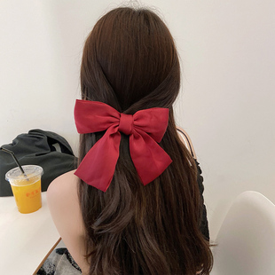 韩国红色大蝴蝶结网红发夹