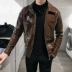 2019 New Bright Leather Leather Lapel Jacket Hàn Quốc Hợp thời trang Slim Slim Đẹp trai Quần áo Áo khoác da - Quần áo lông thú