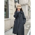 Mihuajia [Louvre City] Áo khoác len hai mặt dáng rộng hai bên màu xám đậm Áo khoác nữ cao cấp thiết kế
