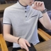 Áo thun nam tay ngắn thương hiệu 桖 mùa hè phiên bản Hàn Quốc của xu hướng tự tu luyện áo thun cổ chữ V nửa quần áo - Áo polo thể thao