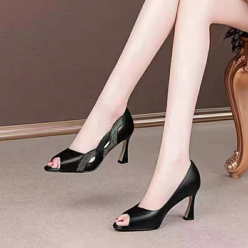 Кожаная обувь на высоком каблуке, рабочие туфли, коллекция 2023, воловья кожа