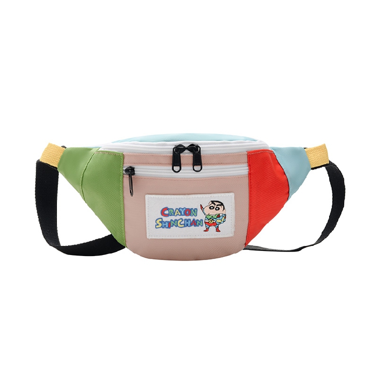 Pink2020 Crayon Shin Chan paragraph lovely Chest pack Female bag summer new pattern Messenger Versatile One shoulder Small bag Color contrast bag