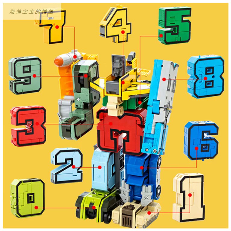 Đồ chơi chuyển đổi kỹ thuật số Xe tăng King Kong đơn 0123456789 Phép cộng, phép trừ, phép nhân và phép chia bằng với cậu bé robot biểu tượng - Đồ chơi robot / Transformer / Puppet cho trẻ em