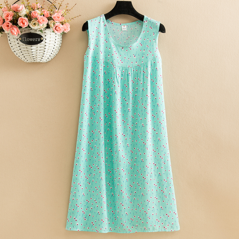 [Picture No. 17]poplin  Dress mom summer wear Nightdress Medium and long term Big size Fat mm easy robe Middle aged and elderly leisure wear vest