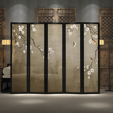 ширма 中式屏风隔断客厅入户玄关酒店古典卧室遮挡家用折叠实木折屏移动