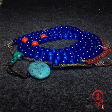 Украшения на шею 古玩古董宫廷深蓝猫眼石朝珠清代东珠佛珠108多宝项链民俗老物件