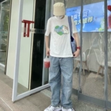 Оригинальная хлопковая милая футболка для влюбленных для школьников, свободный крой