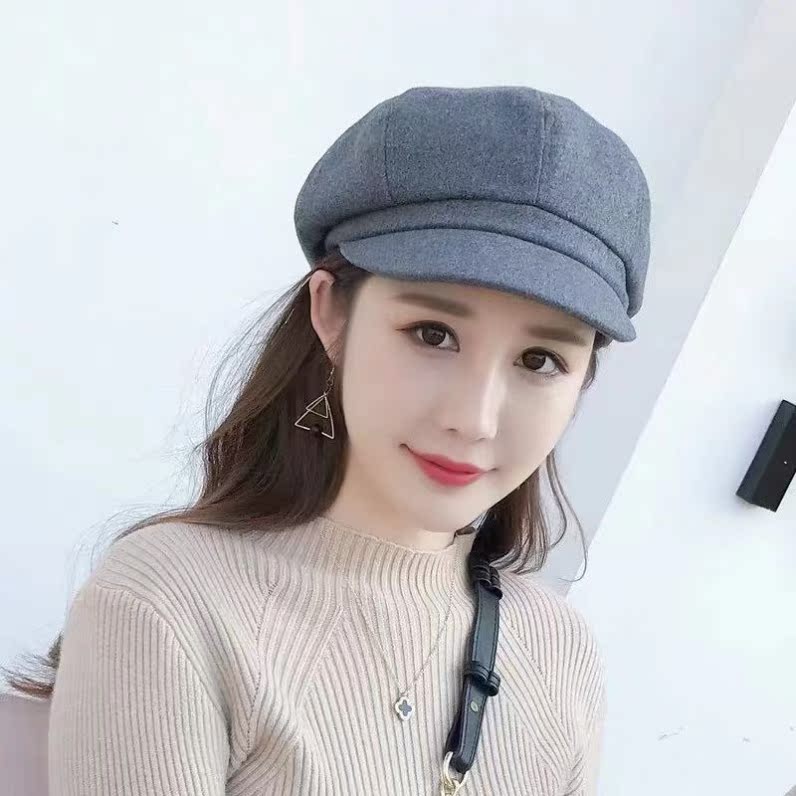 Star Anise Wool [Gray]trend Hat female fashion new pattern fashion Big head circumference Big face Fat face fit Of Hat