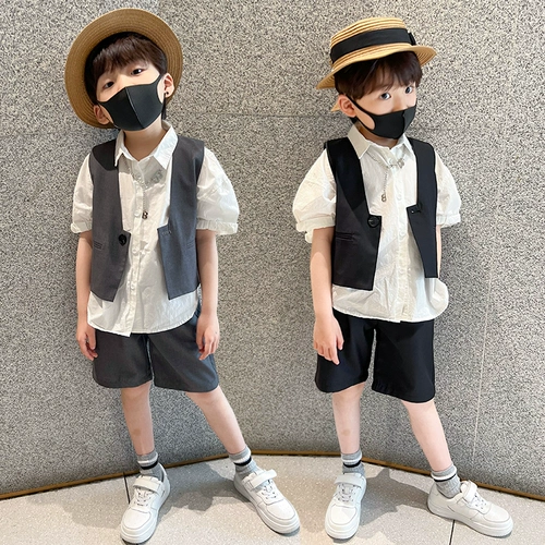 Костюм мальчика цветочника, классический костюм, летний детский жилет для отдыха, платье, детский подиумный костюм, в корейском стиле