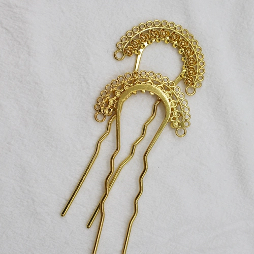 Медная китайская шпилька, аксессуар для волос ручной работы, 14 карат, золотой цвет