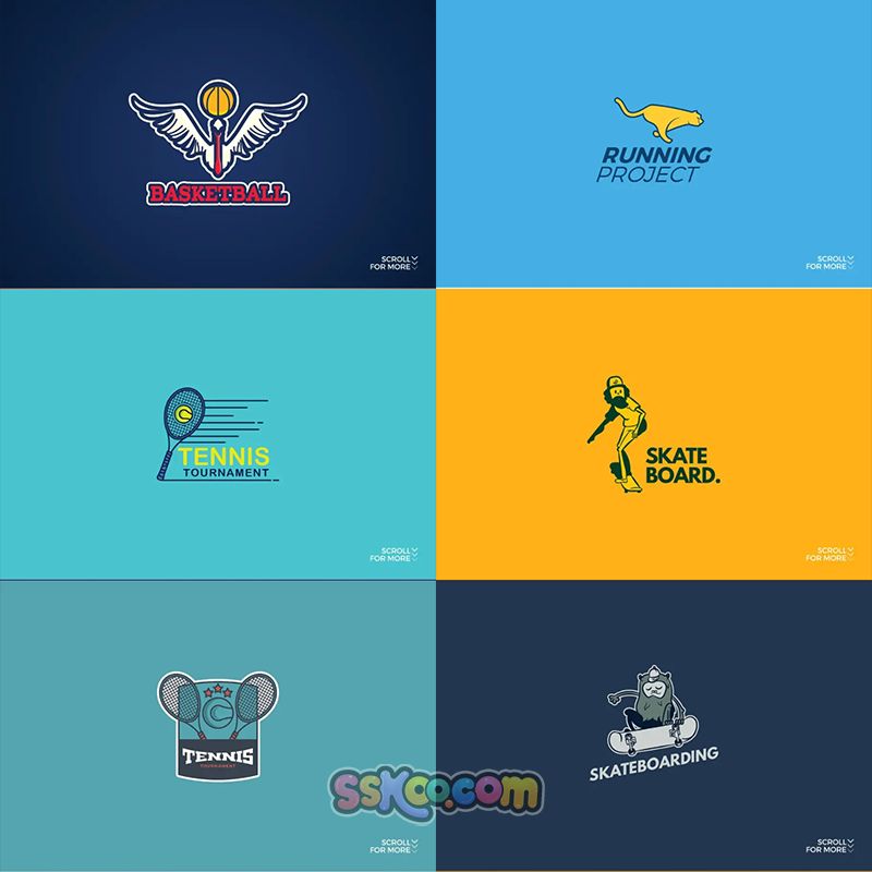 体育运动主题LOGO标志品牌印花图案图形设计素材AI矢量模板
