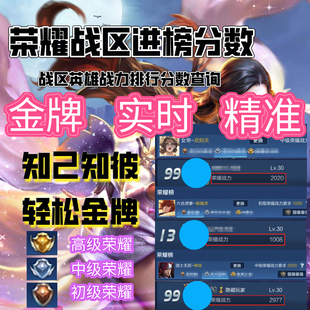 Real -time combat power data score in the Honor Theater Investigate King Honor Real -time Inquiry Gold Medal
