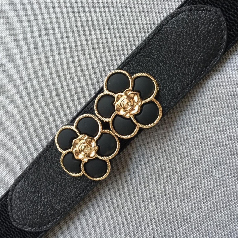 Plum Blossom Black (About 4Cm)Lose money impulse Loose and tight belt Women Tightness elastic force Width Waistband female Dress Fine black belt