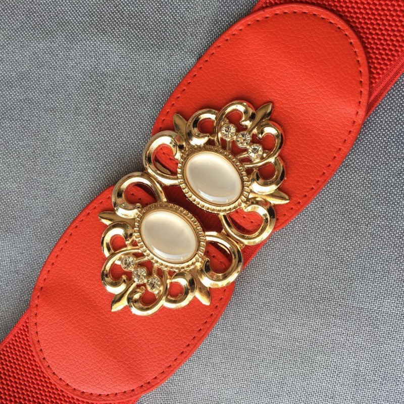 Cat's Eye Red (About 6.5Cm)Lose money impulse Loose and tight belt Women Tightness elastic force Width Waistband female Dress Fine black belt