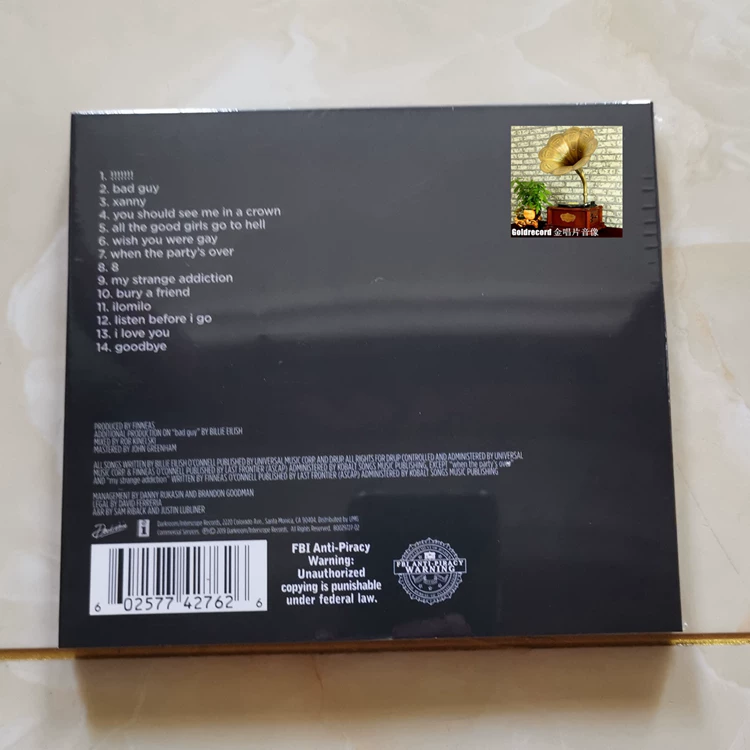 CD Billie Eilish When We All Fall Asleep — дебютный альбом, 14 треков, стандартный кейс