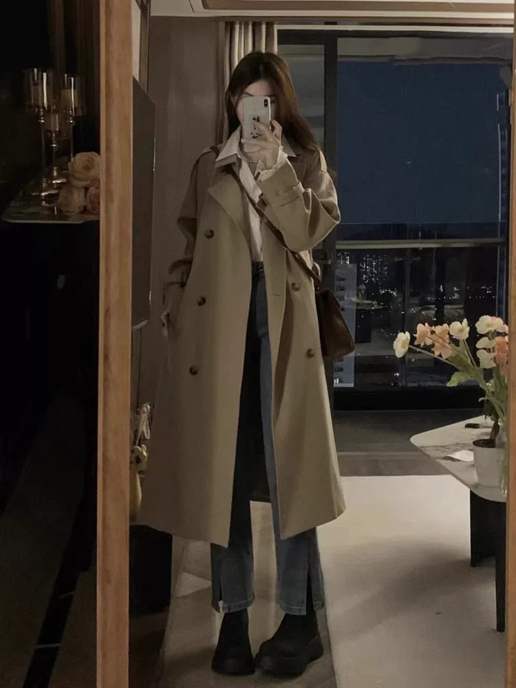 Длинное trench-coat, осенняя сверхдлинная куртка, макси-длина, британский стиль