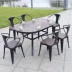 Bàn ghế ngoài trời kết hợp bàn ghế sân vườn Ban công tối giản Bắc Âu chống nắng không thấm nước nhựa vân gỗ nhôm ghế mây di động - Bàn ghế ngoài trời / sân