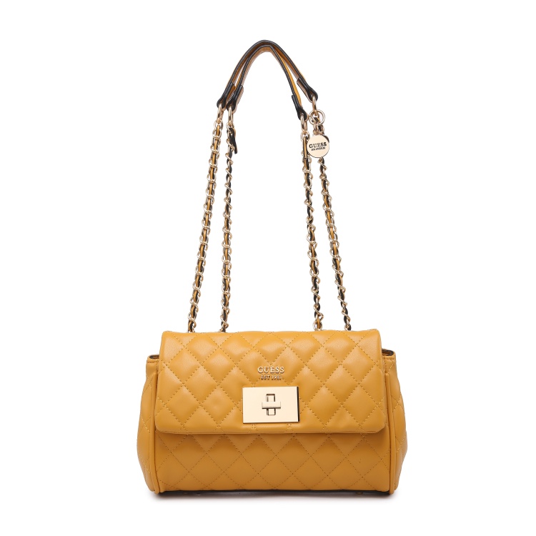 Yellownew pattern Rhombic grid chain Flip bag foreign trade Export Minority popular Solid color Simplicity high-capacity One shoulder Messenger Female bag