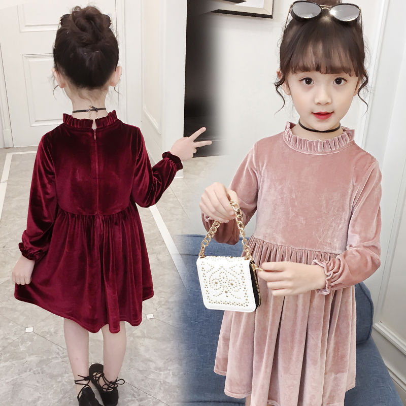 2021女童春装长袖连衣裙韩版新款女孩韩国绒洋气公主裙春装裙子