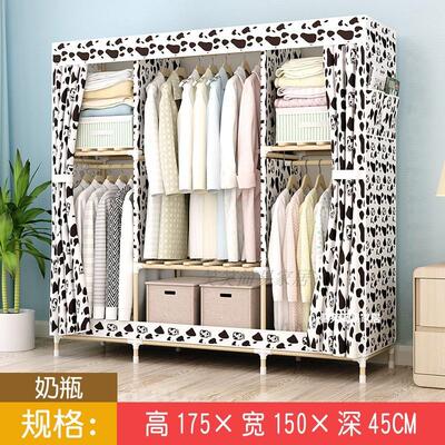 出租房用实木简易布衣柜现代简约经济型家用组装牛津布艺木质柜子