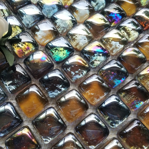 Современная и минималистичная синяя стеклянная мозаика на стену, хлеб