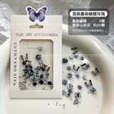 Красный горный чай для маникюра для ногтей, черный трехмерный декор с бабочкой, набор материалов, 2023, популярно в интернете