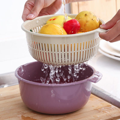 双层塑料沥水篮洗菜盆洗菜篮厨房家用客厅果篮洗水果菜篮子水果盘