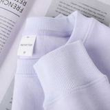 Крем -пурпурная 300 г тяжелая круглая толстовка для шеи сладкое пурпурное толстое мягкое мягкое универсальное пуловерное топ для мужчин и женщин