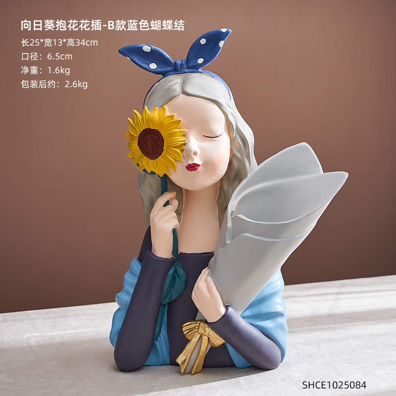 Sunflower Flower - Blue Boworiginality Home Furnishing give girl student Of marry gift Light luxury Bubbles Zanthoxylum girl Porch TV cabinet ornament Ornaments