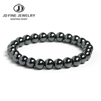 JD Natural Black Hematite Stone Bracelets Men Women Magnetic