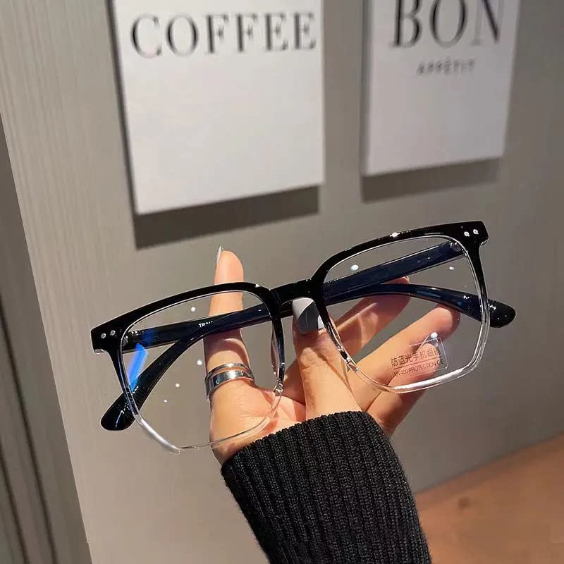 Очки артефакт Сюян женские, корейская версия, темная рамка, высокий уровень ощущений близорукости, крупная рамка, большое лицо, тонкая оправа
