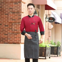 Красная кухня длинные рукава+черный красный фартук