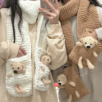 Плетеный шарф ручной работы для друга, с медвежатами, DIY, подарок на день рождения