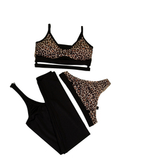 костюм pole dance hopewin新款蛇纹纯色钢管舞服女性感现代练功服紧三件套长裤分体