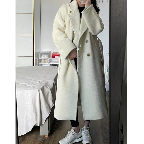 Зимнее демисезонное белое шерстяное пальто, подходит для подростков, увеличенная толщина