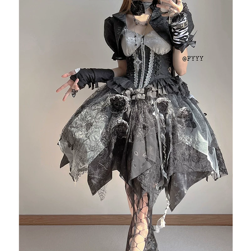 Оригинальный дизайн Tuxue Meow клетка священник готическая Лолита тёмная юбка-платье с ярджа