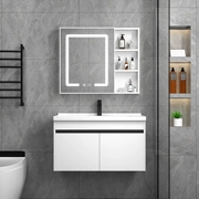 Tủ phòng tắm đá phiến inox 304 kết hợp chậu rửa phòng tắm chung cư nhỏ tích hợp chậu sứ chậu rửa mặt