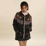 Ретро трехмерный свитер для отдыха, куртка, трикотажный кардиган, в цветочек