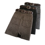 Демисезонная шерстяная юбка, мини-юбка, увеличенная толщина, в стиле Шанель, высокая талия, А-силуэт, подходит для подростков