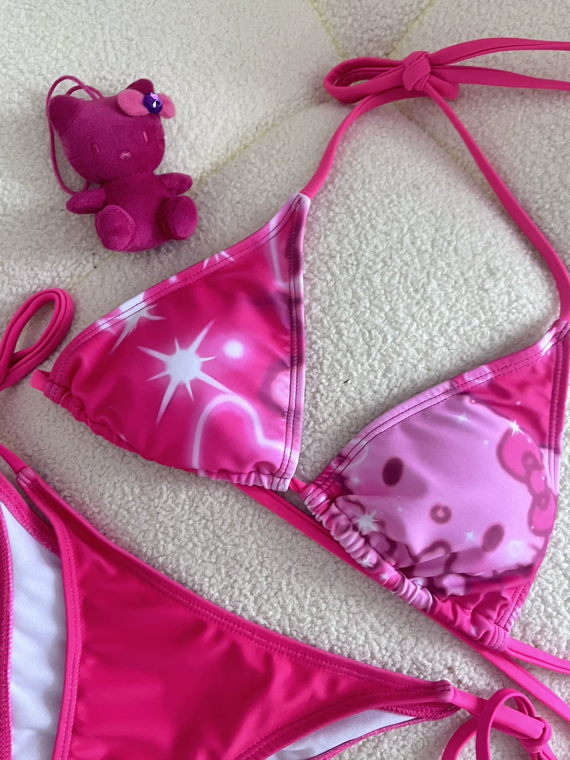 Byflor Kitty купальник бикини эксклюзивный дизайн Katie кот peach pink среднее отпуск y2k