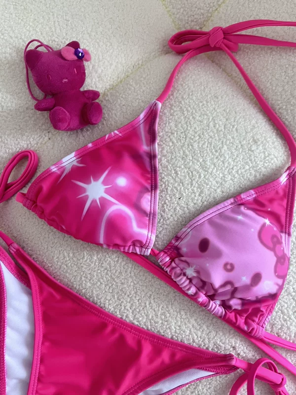 Byflor Kitty купальник бикини эксклюзивный дизайн Katie кот peach pink среднее отпуск y2k