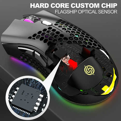2.4G Wireless Mouse RGB Light Honeycomb Gaming Mouse Recharg