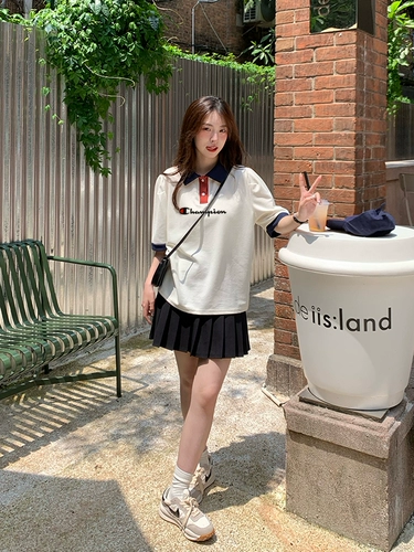 Сексуальная футболка для школьников, воротник поло, оверсайз