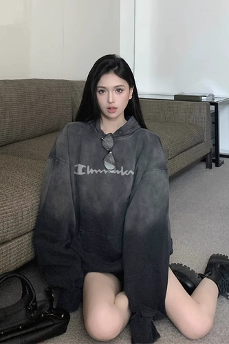 Осенняя демисезонная толстовка с капюшоном, дизайнерская куртка, градиент, тренд сезона, увеличенная толщина