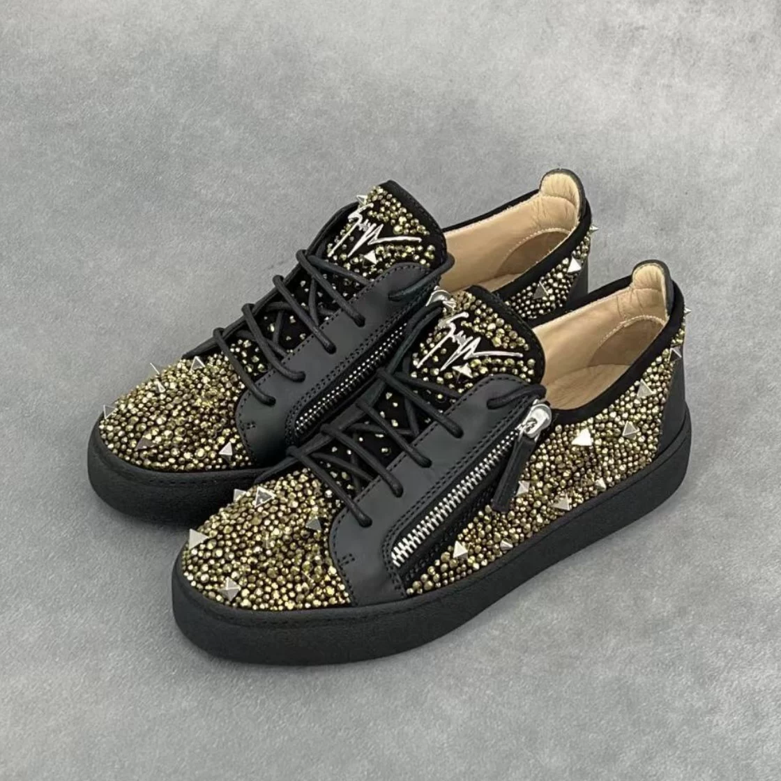 Европейская прямая почта GiUSEPPE ZANOTTI GZ/Josepezano инкрустированная диамантами заклепка повседневная мужская обувь