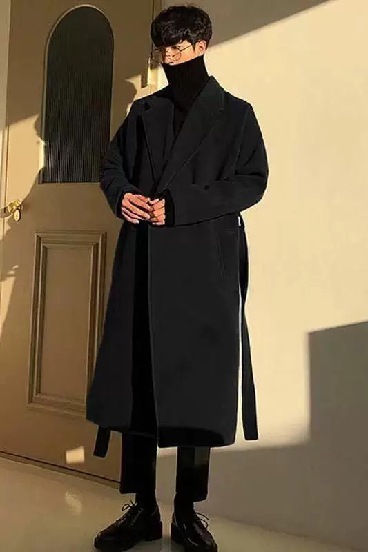 Длинное демисезонное пальто-т trench coat, японский тренд шерстяное пальто, макси длина, увеличенная толщина, оверсайз