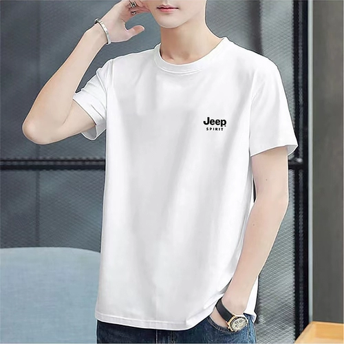Jeep, летний джип, тонкая трендовая хлопковая приятная телу футболка с коротким рукавом для отдыха, круглый воротник, короткий рукав