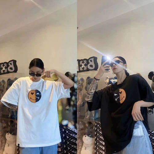 Хлопковая футболка, парная одежда для влюбленных подходит для мужчин и женщин, свободный крой